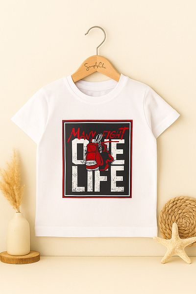 KURGAN TEKSTİL Tricou imprimat cu mânecă scurtă și gât rotund pentru băieți