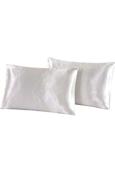 Generic 2-piece Simple Solid Colour Pillow Case Cover Silk White 50*70cm
