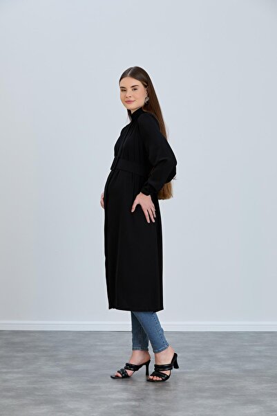 Işşıl IŞŞIL 8106-Pileli Omuz Kemer Detaylı Hamile Giy-Çık Tunik