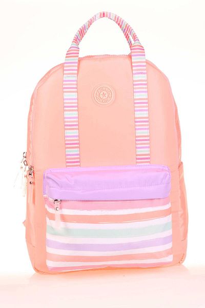 KAUKKO Rucsac cu dungi duble de culoare somon - K1766