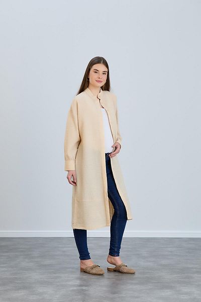 Işşıl IŞIL 8342-Foam Fabric Belt Tied Maternity Clothes-Out Tunic