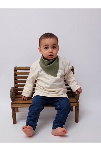 Damla 3-Piece Muslin Double Snap 100% Cotton Baby Food / Drool Bib, Collar, Neck Collar-Camel, White, Green