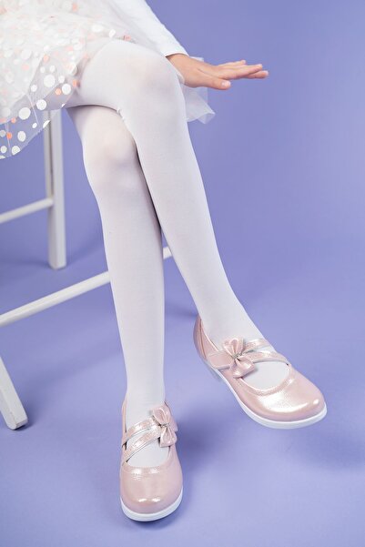 epaavm Topuklu Çatal Baretli Pudra Kız Çocuk Ayakkabı