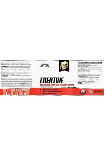 Natural Plus Creatine 500 G - 100% Pure Creatine Monohydrate