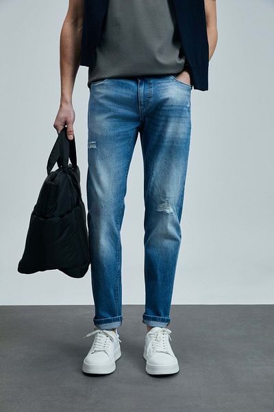 Lufian 111200196 Franz Smart Jean Ανδρικό Παντελόνι Slim Fit Ανδρικό Τζιν Παντελόνι ΜΠΛΕ
