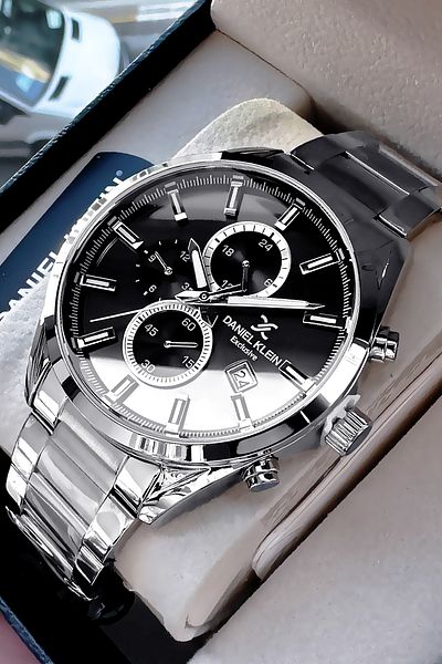 Daniel Klein 3 Atm Waterproof Men's Wrist Watch - Silver Color with Steel Band and Natural Stone Bracelet Dke2044C3