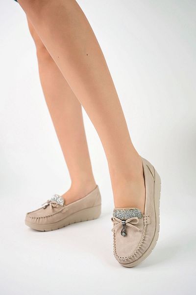 epaavm Wedge Sole Stone Cream Denim Women's Shoes
