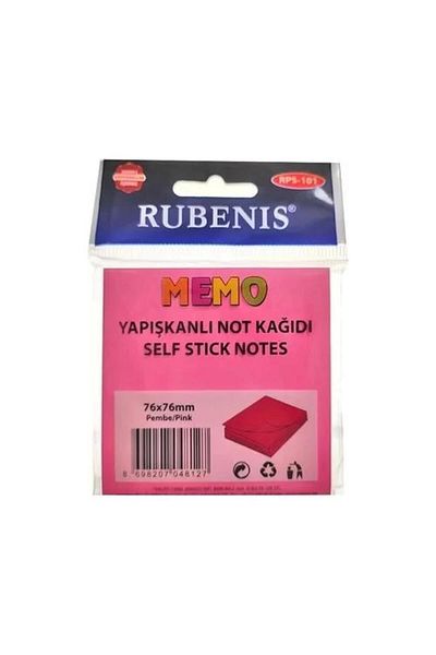 Rubenis 76X76 mm 50 Transparent Pink Adhesive Note Paper - Yp Rps-152