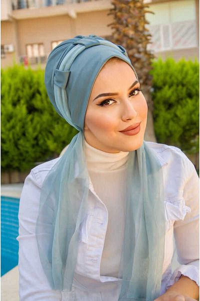 Aişe tesettür Soft Blue Scarf Bonnet - Comfortable and Stylish Design