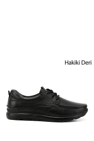 GÖNDERİ(R) Men's Black Lace-Up Genuine Leather Comfort Shoes