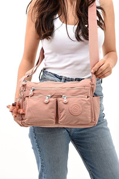 Sanmorris Pink Colored Women's Shoulder Bag - Water Resistant, Crossbody, Crinkle Fabric