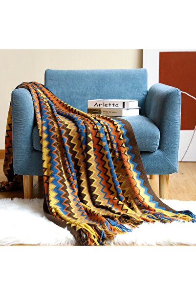 Generic Bohemian Blanket Lunch Break Blanket Bed End Blanket Tassel Thickened Sofa Blanket 130x170cm