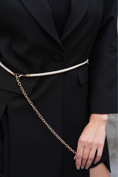 MODAM HİFA Gold Detailed Rope Belt Chain Belt Dress Belt Shirt Belt Jacket Belt