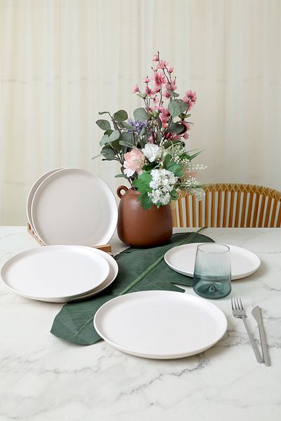 Keramika Matte White Hitit Serving Plate 25 cm 6 Pieces 022