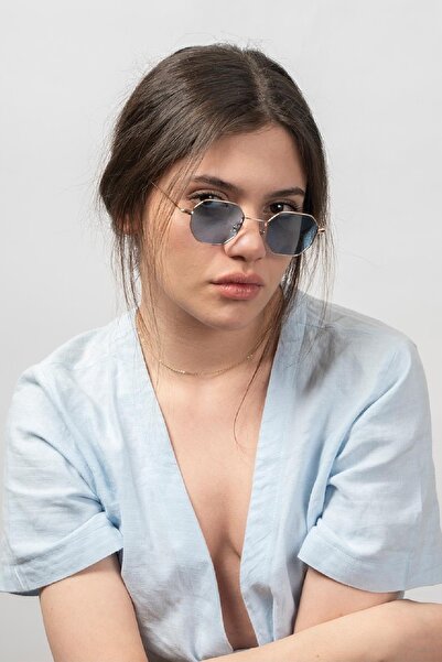 Daniel Klein Mavi Gold Altıgen Polarize Camlı Kadın Güneş Gözlüğü Dk4183-5