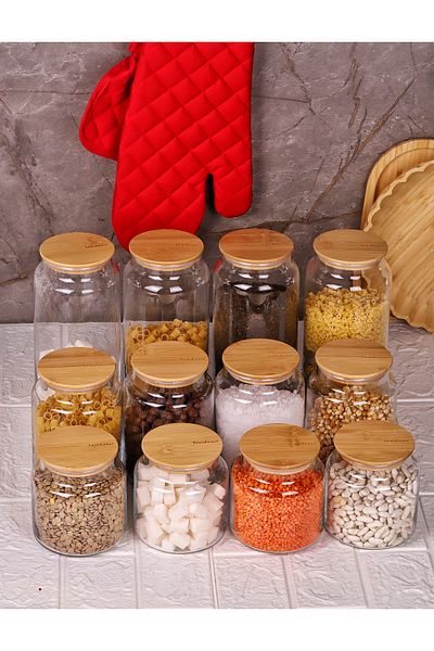 Bambum Glass Storage Container - 600Ml-800Ml-1300Ml Vacuum Bamboo Lid