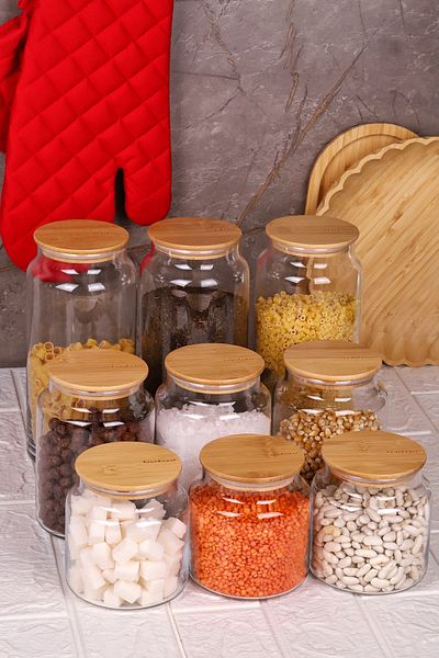 Bambum Glass Storage Container - 600Ml-800Ml-1300Ml Vacuum Bamboo Lid