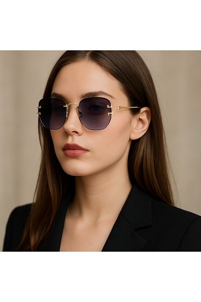 Escales Women's Stylish Rimless Sunglasses with Uv-400 Protection
