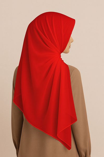 Paciqa Red Solid Color Chiffon Shawl 70X180Cm Lightweight Thin Summer Hijab