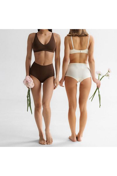 CEGEB Pachet de 5 chiloți de bikini de bază cu talie înaltă tăiați cu laser Kilot Pachet de 5