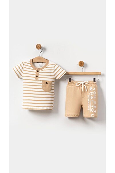 ZİMBOO ERKEK BEBEK AYLIK ÇİZGİLİ ŞORTLU 2 Lİ TAKIM