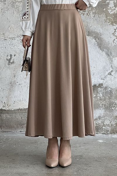 InStyle Fusta de scuba cu talie elastica - Camel