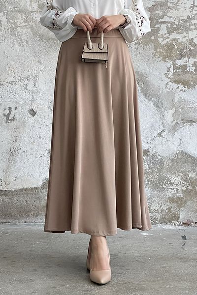 InStyle Fusta de scuba cu talie elastica - Camel
