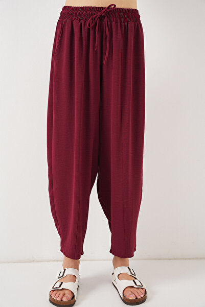 Bigdart 6591 Dokuma Şalvar Pantolon - Bordo