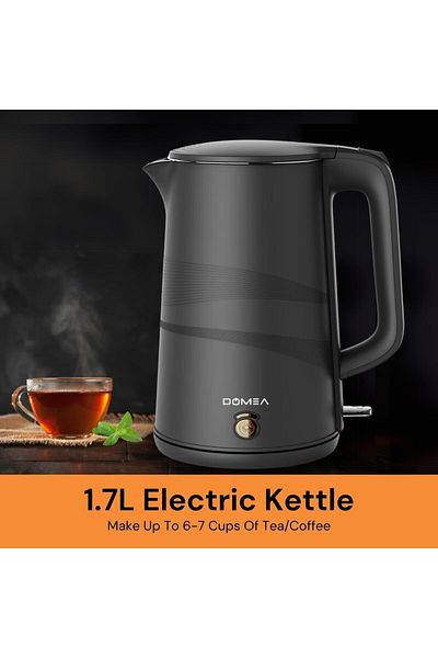 DOMEA Electric Kettle, 1.7 L, 1500W Cordless Jug, 360° Rotational Base, LED Illumination, Auto Cut-