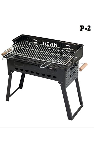 Açan Pervazlı Emaye Mangal P2 Büyük Boy Kömürlü Barbekü Çift Izgara Katlanır ...