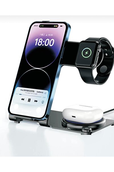 Holatec Hızlı Şarj 3in 1 Mag Safe Tutucu Kompakt Stand Telefon Saat Kulaklık Aynı Anda Hızlı Şarj
