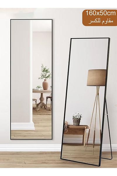 Taimi Large Mirror With Elegant Design Shatter-resistant 160x50cm-with Black Metal Frame And Back Stand