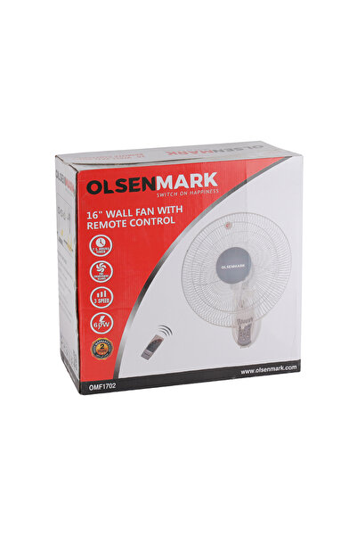 Olsenmark 16" Wall-mounted Remote Control Fan – Powerful Cooling, 3 Speeds, Timer Function