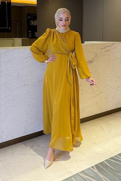 Tesettür Diyarı Sultan Model Side Tie Evening Dress