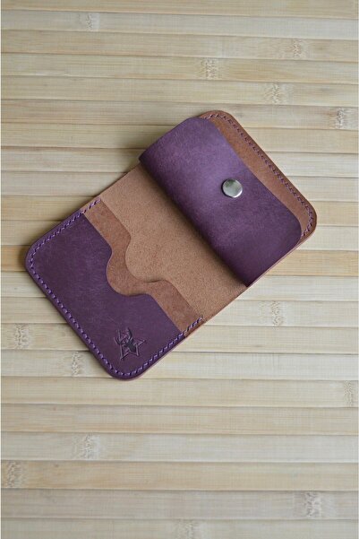 DEER Cüzdan – Küçük Cüzdan – Hakiki Pueblo Deri – Taba & Mor