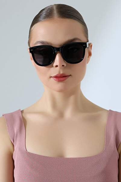 Lozzo نظارة شمسية مربعة سوداء للنساء UV400 23037-1 c2