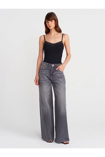 Dilvin 21015 Crop Top cu detaliu din dantelă