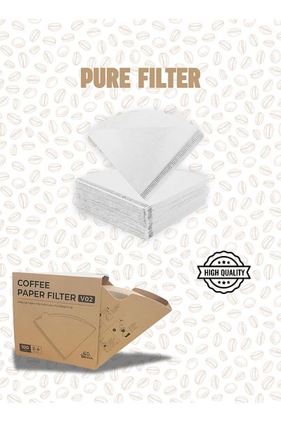 Tektık V60 Coffee Filters Size 02 - 100 Sheets | Unbleached & Eco-Friendly - Suitable for 2–4 Cups