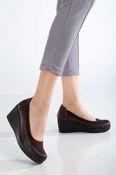 KOCAMANLAR Ayakdaş 353 Women's Wedge Heel Classic Shoes Brown