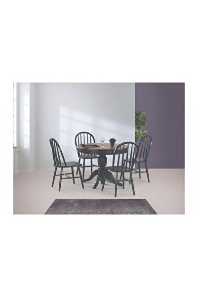 Levent Mobilya Aksesuar Rustik Baba Ayak Masa, Amerikan Sandalye , Antrasit, ...