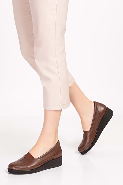 Gondol İçi Dışı Hakiki Deri Yumuşak Dokulu Günlük Ayakkabı Ndr.101 Kahverengi