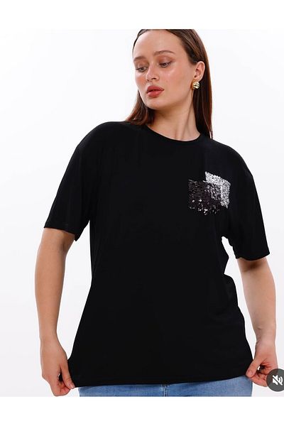 atelyu Women's Plus Size Combed Cotton Mom Blouse