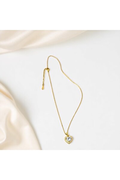TAKVANOV Sparkling Heart Stone Necklace – Elegant Gift for Women – Gold Color...