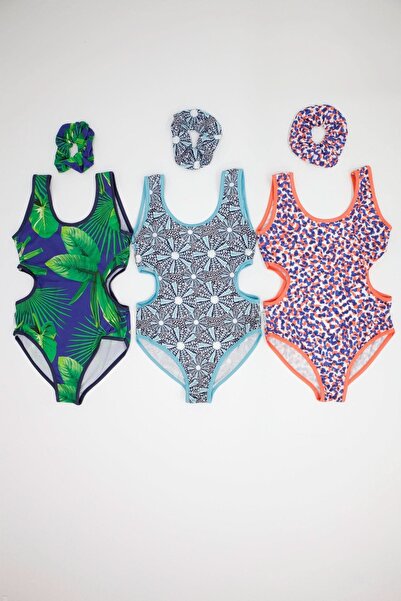 rg kidsstore Set de costum de baie și agrafă de păr din lycra cu model de pro...