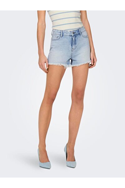 ONLY Onlpacy Hw Dnm - Women's Stone Detailed Jean Shorts