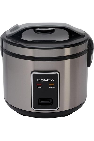 DOMEA Electric Rice Cooker, 1.8 Litre Capacity, Non-Stick Removable Pot & Steamer Basket, Keep Warm
