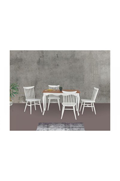 Levent Mobilya Aksesuar ADA LÜKENS MASA, KIRLANGIÇ SANDALYE, EKRU, 125x80