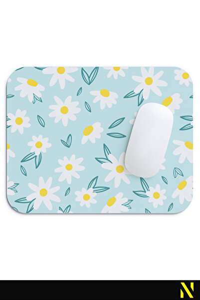 nilizma Ергономична подложка за мишка с мотив на маргаритки, с неплъзгаща се основа, за дома и офиса