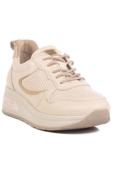 Venüs Jura Genuine Leather Orthopedic Oxford Women's Air-Flow Sole Classic Shoes Beige