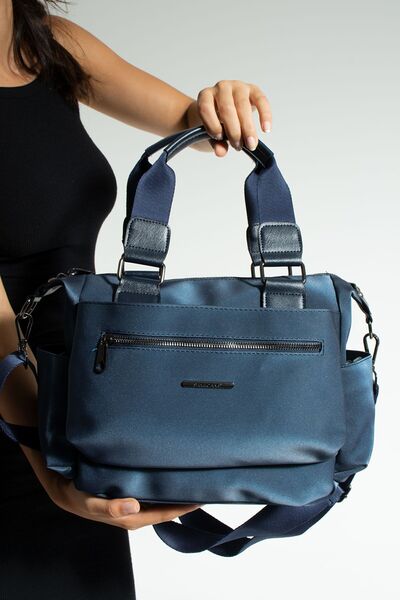 Sanmorris Kadın Çok Gözlü Suya Dayanıklı Ayarlanbilir Çapraz Askılı Lacivert El ve Omuz Çantası